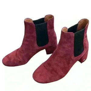 COACH Tia Ankle Slip On Suede Bootie in Wine Woman’s Size 8​